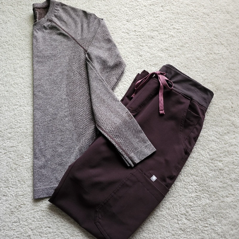Figs Women's Two-Piece Set in Mauve and Plum